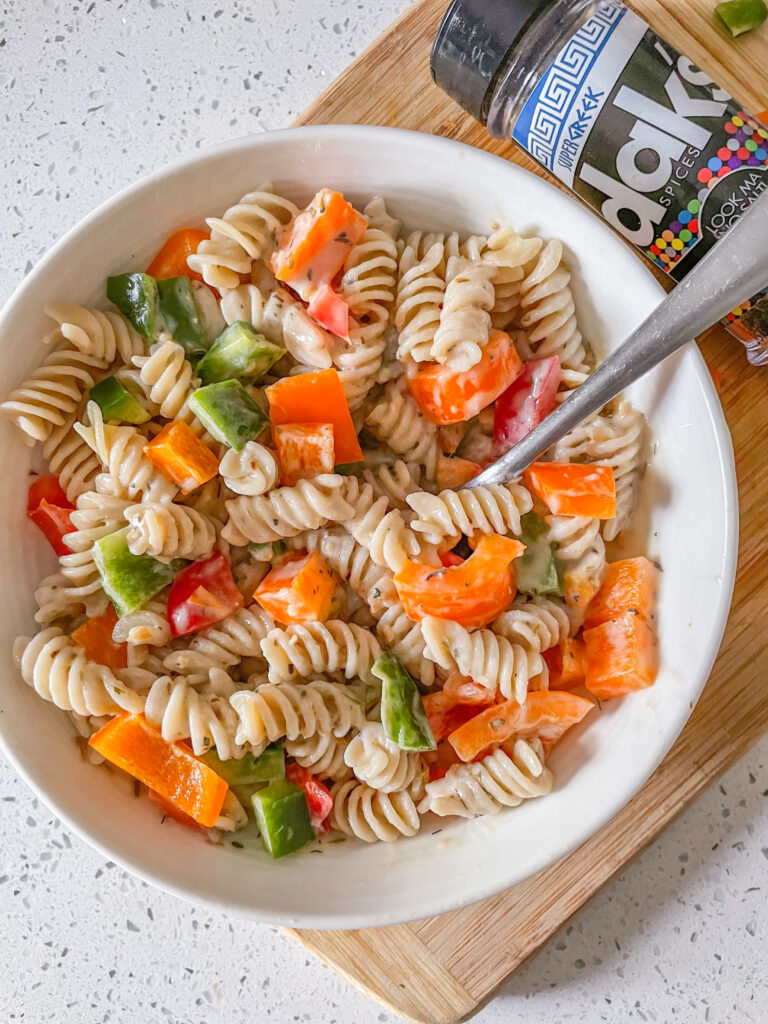 Greek Alfredo Pasta Salad