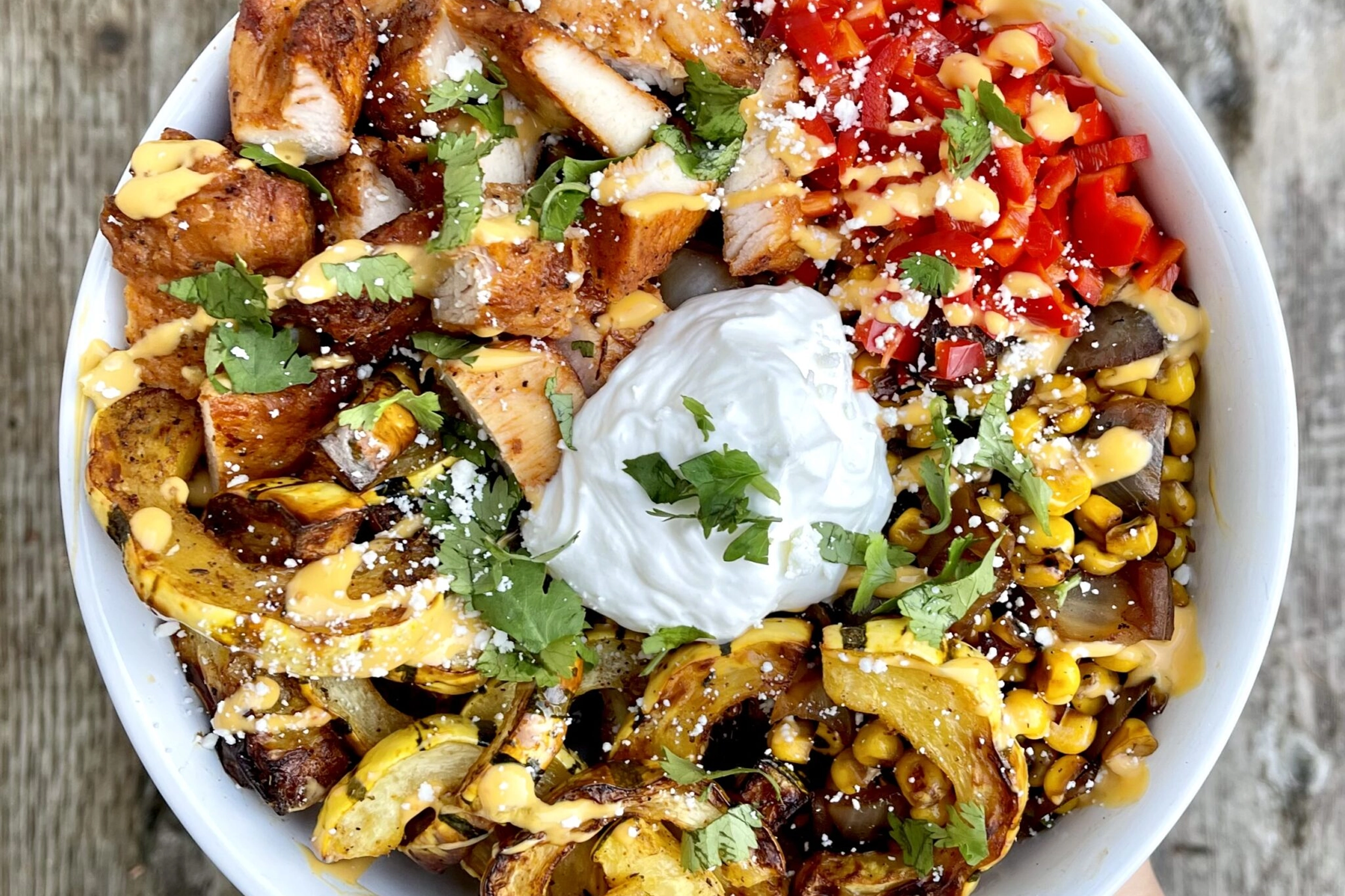 Blackened Chicken Delicata Squash Burrito Bowl