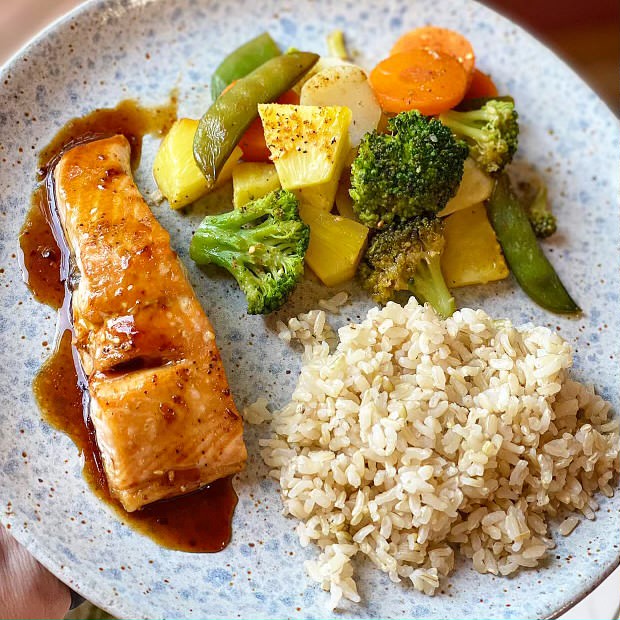 Salmon Pineapple Sheet Pan Dinner