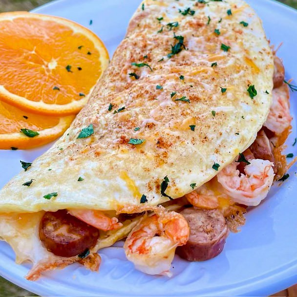 Shrimp & Chicken Sausage Omelette