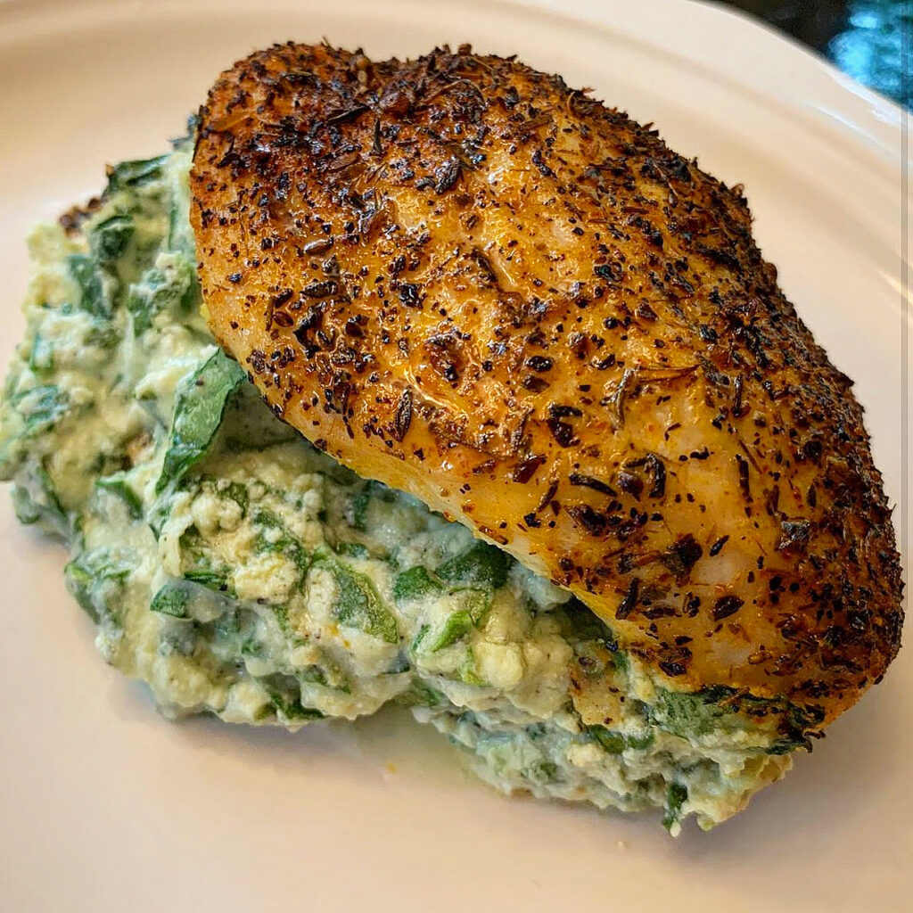 Spinach & Ricotta Stuffed Blackened Chicken Breasts